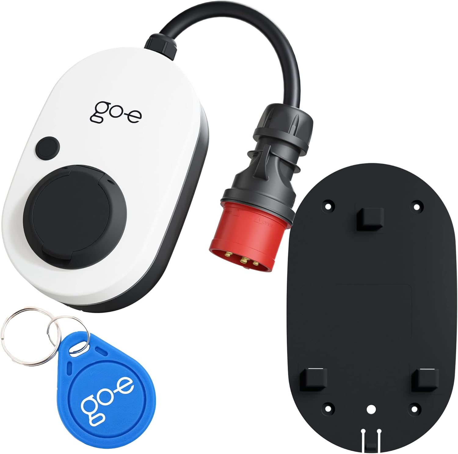 go-e Charger Gemini Flex 11 kW Ladestation Wallbox stationär und mobil Stecker CEE rot 16 A Typ 2 Dose WLAN RFID App