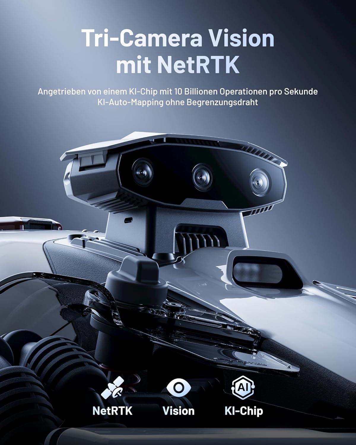 MAMMOTION LUBA Mini 2 AWD 1000 Mähroboter ohne Begrenzungskabel, Empf.1000㎡ Tri-Kamera AI Vision & NetRTK-Positionierung, Auto-Mapping, DropMow-Modus, 80% Steigung, Auto Mehrzonen Kartierung