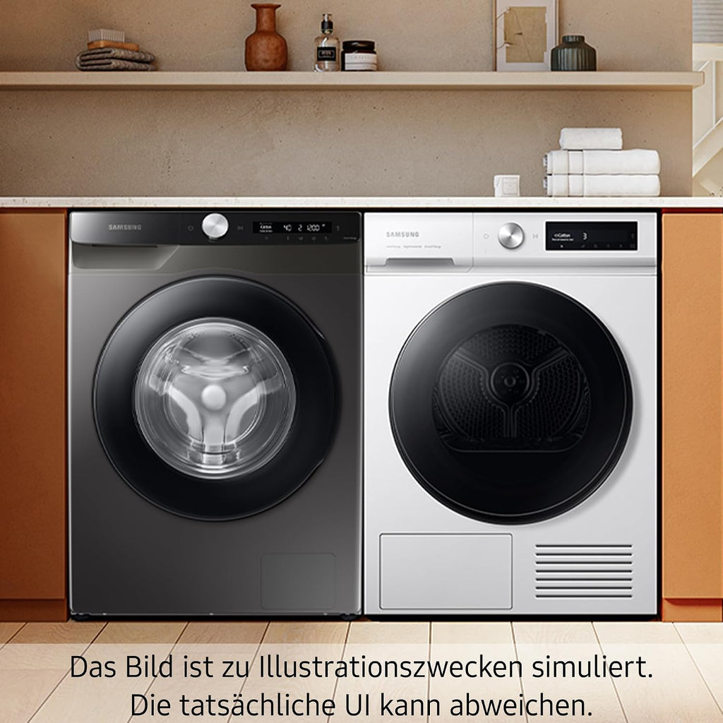 Samsung Waschmaschine, 9 kg, 1.400 U/min, EEK: A, Mikroplastik-Programm, Ecobubble, 14 Programme, WiFi SmartControl, Weiß/Schwarz, WW9ECGC04AAEEG