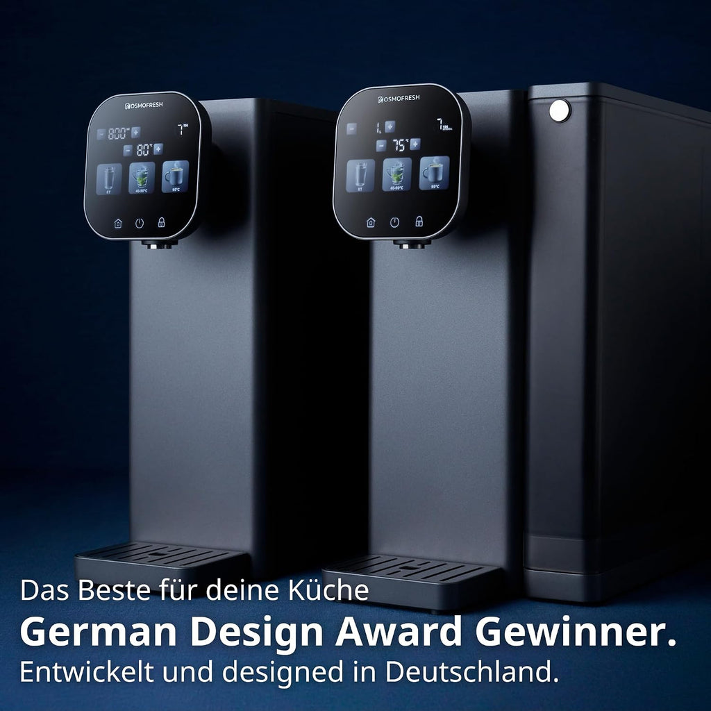 OsmoFresh Fusion Air Auftisch Osmoseanlage | Keine Installation | Heißwasserspender | Filterung & Mineralien | 3-Fach UV-C LED | Abwasserverhältnis 2:1 | TÜV zertifiziert