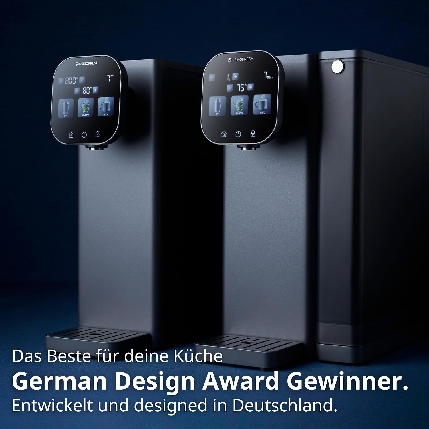 OsmoFresh Fusion Air Auftisch Osmoseanlage | Keine Installation | Heißwasserspender | Filterung & Mineralien | 3-Fach UV-C LED | Abwasserverhältnis 2:1 | TÜV zertifiziert