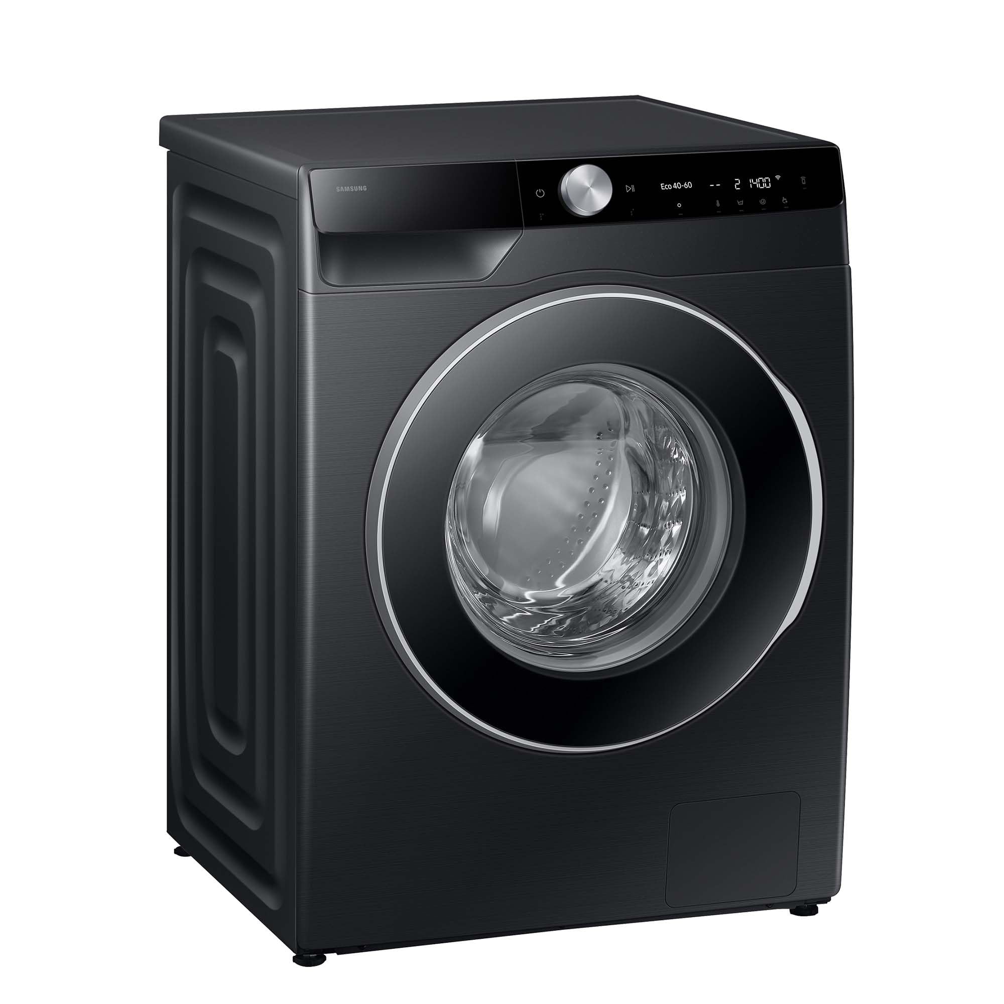 Samsung Waschmaschine, 9 kg, 1.400 U/min, EEK: A, Mikroplastik-Programm, Ecobubble, 14 Programme, WiFi SmartControl, Weiß/Schwarz, WW9ECGC04AAEEG