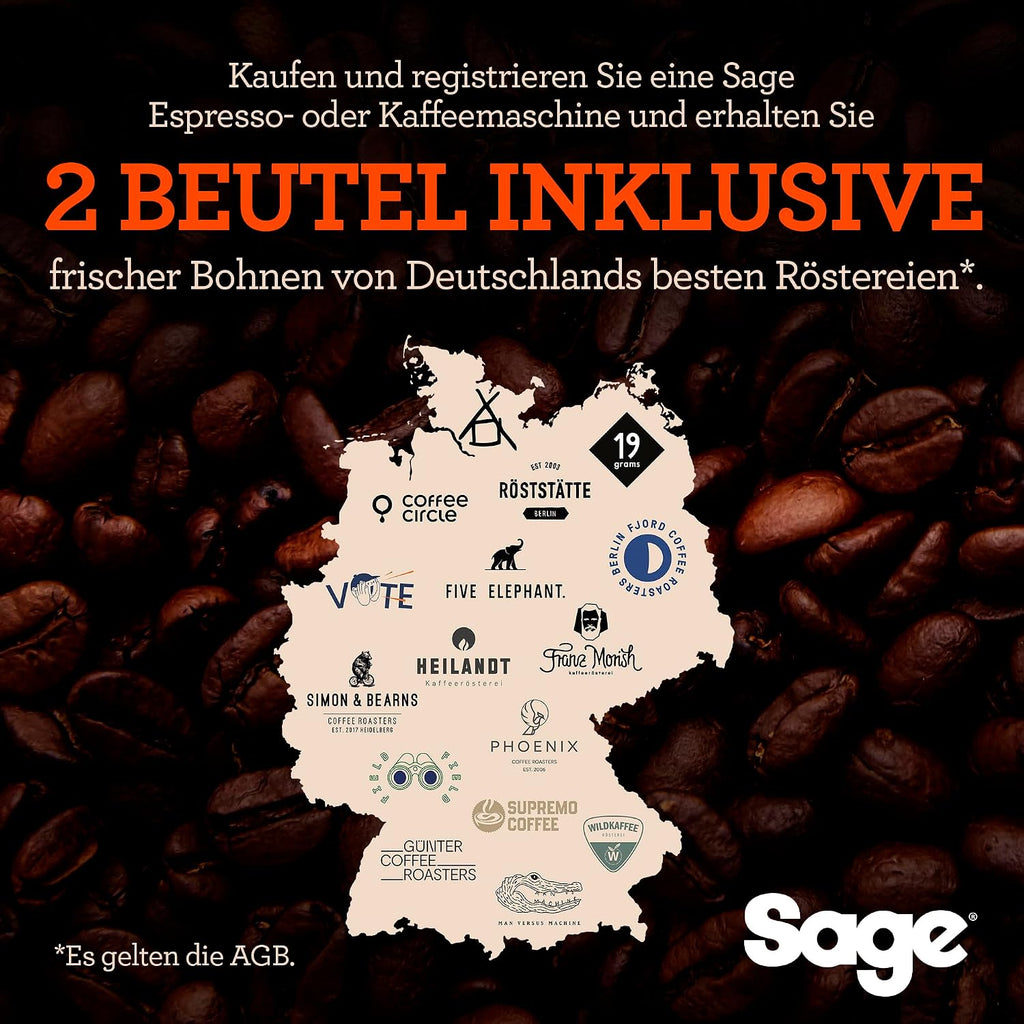 Sage The Barista Express, Kaffeemaschine, Gebürsteter Edelstahl | Kaffeemaschine mit manuellem Milchaufschäumer & Mahlwerk, Automatisches Mahlen, individueller Milchschaum