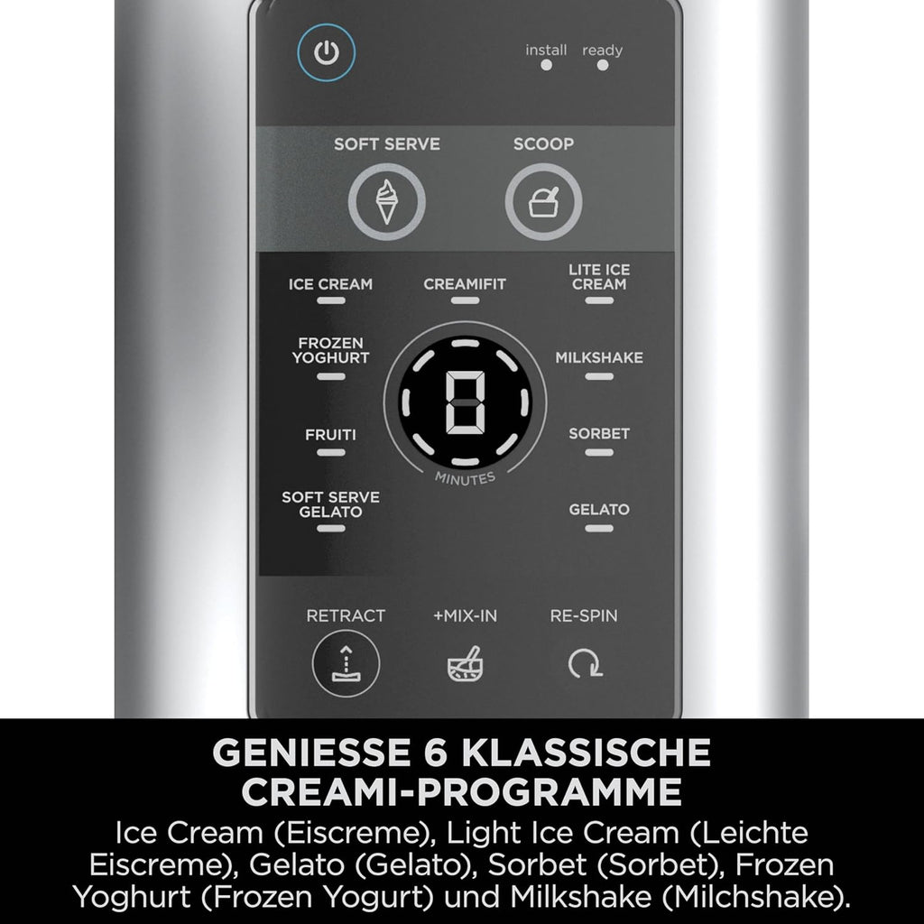 Ninja CREAMi Scoop & Swirl Eismaschine mit 2 Behältern, 13 Funktionen, für Eiscreme, Softeis, Gelato, Sorbet, Milchshakes und mehr, mit Mix-In-Funktion, Platinsilber, NC701EU