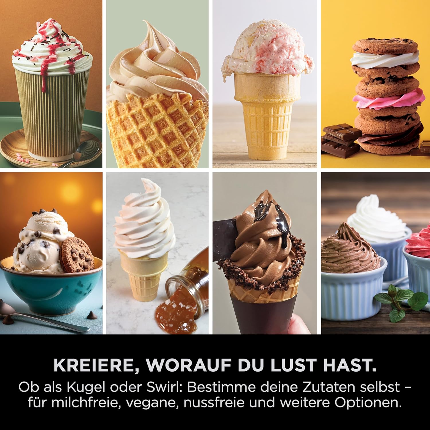 Ninja CREAMi Scoop & Swirl Eismaschine mit 2 Behältern, 13 Funktionen, für Eiscreme, Softeis, Gelato, Sorbet, Milchshakes und mehr, mit Mix-In-Funktion, Platinsilber, NC701EU