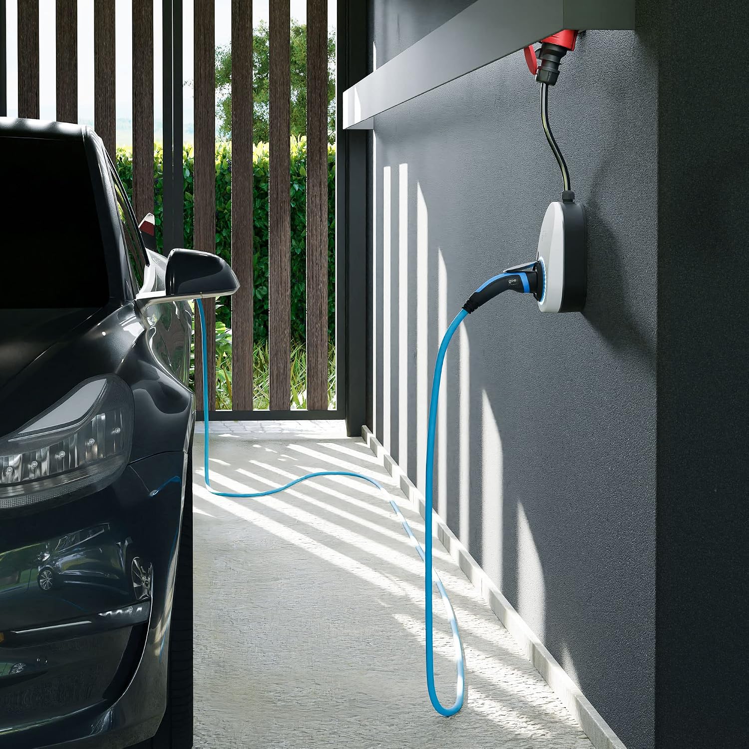 go-e Charger Gemini Flex 11 kW Ladestation Wallbox stationär und mobil Stecker CEE rot 16 A Typ 2 Dose WLAN RFID App