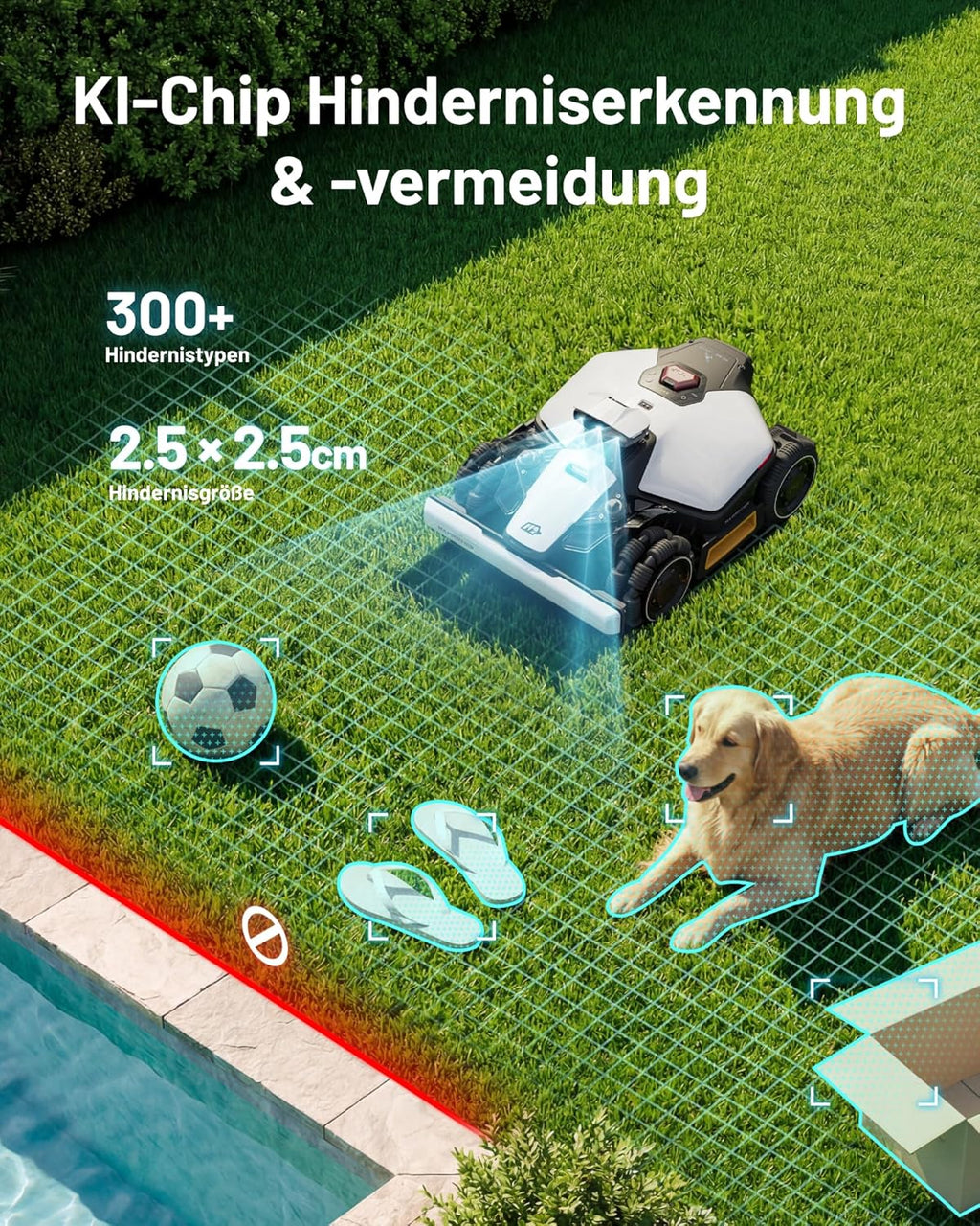 MAMMOTION LUBA Mini 2 AWD 1000 Mähroboter ohne Begrenzungskabel, Empf.1000㎡ Tri-Kamera AI Vision & NetRTK-Positionierung, Auto-Mapping, DropMow-Modus, 80% Steigung, Auto Mehrzonen Kartierung