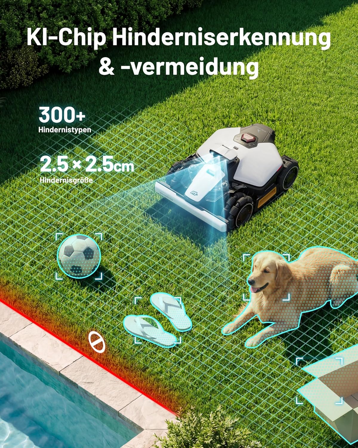 MAMMOTION LUBA Mini 2 AWD 1000 Mähroboter ohne Begrenzungskabel, Empf.1000㎡ Tri-Kamera AI Vision & NetRTK-Positionierung, Auto-Mapping, DropMow-Modus, 80% Steigung, Auto Mehrzonen Kartierung